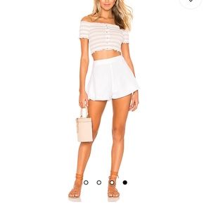 SuperDown Cory Flutter white shorts